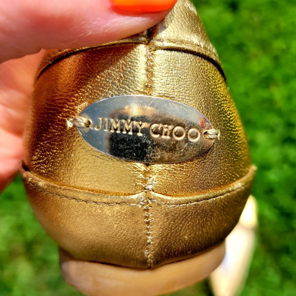 Jimmy Choo Gold Metallic Flats size 37